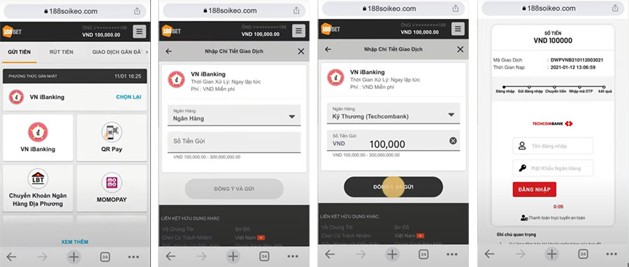 Hướng dẫn nạp tiền vào 188bet